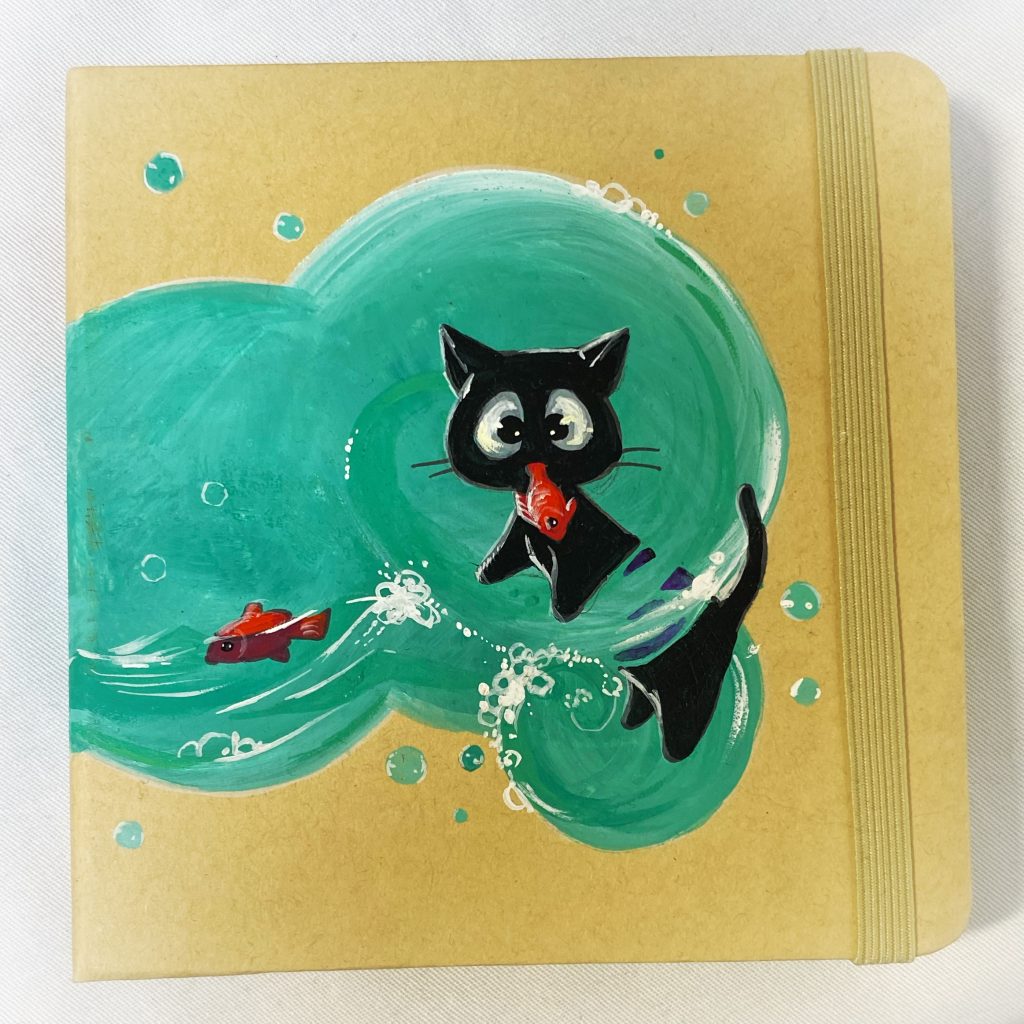 Skizzenbuch handbemalt „Im Wasser“