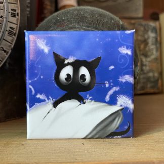Quadratischer Magnet „Kissenschlacht”