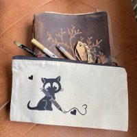 Stiftetasche Natur „Zeichnende Katze“