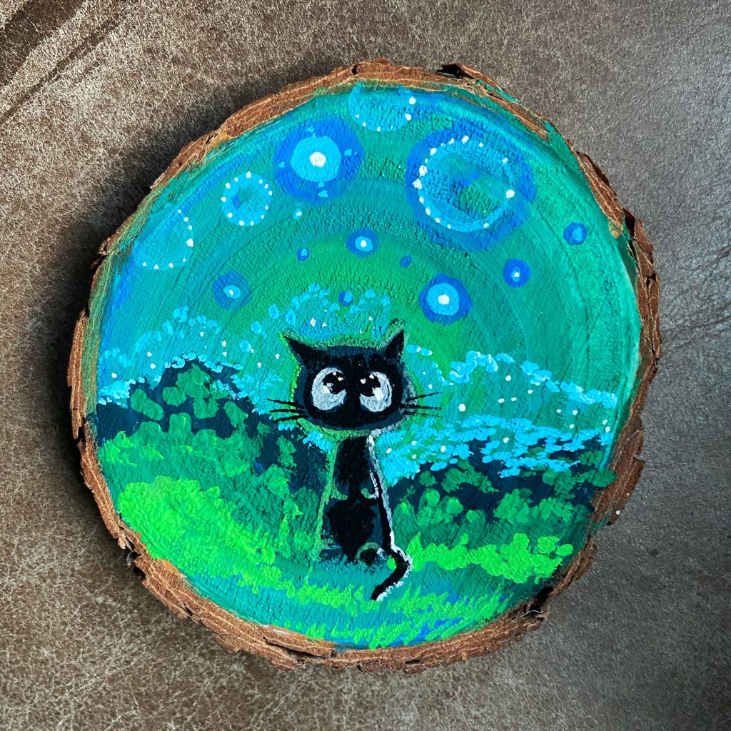 Holzscheibe handbemalt „Zwielichter“