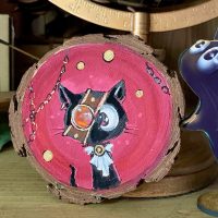 Holzscheibe handbemalt „Steampunk Gentlecat”
