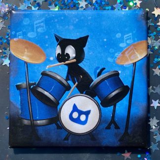 Quadratischer Magnet „Drummer Cat”