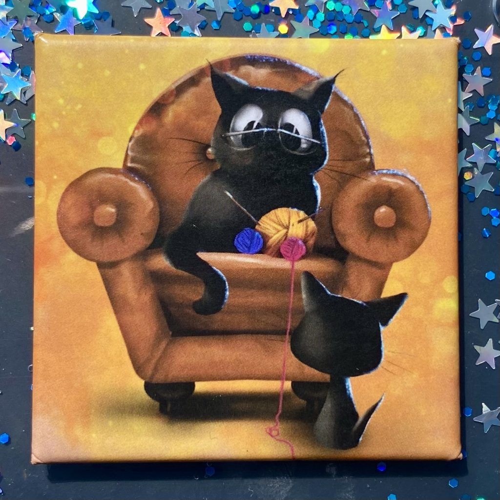 Quadratischer Magnet „Oma Katze”