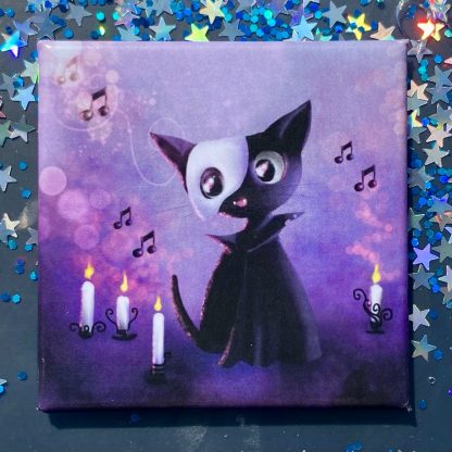 Quadratischer Magnet „Miausik of the Night”