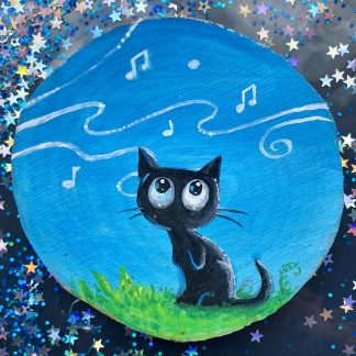 Holzscheibe handbemalt „Musik des Windes ”