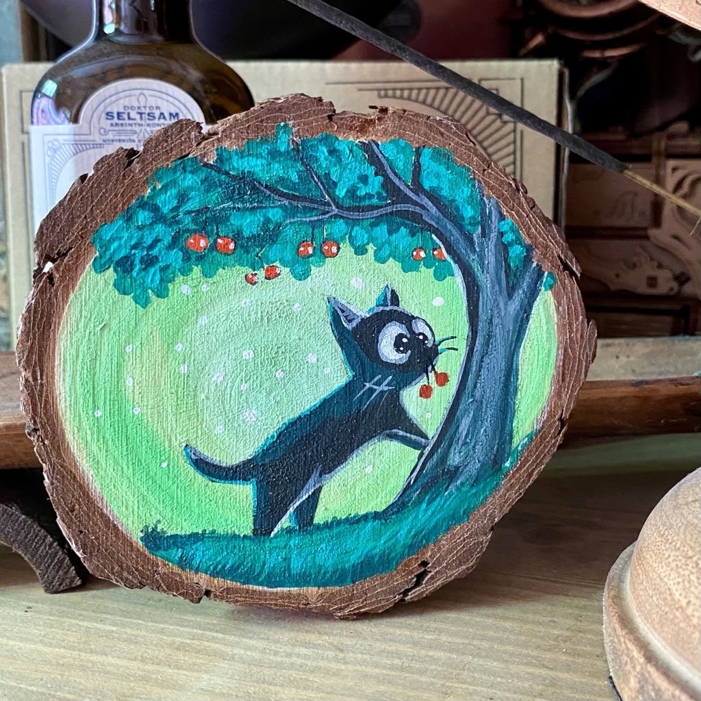 Holzscheibe handbemalt „Kirschen ”