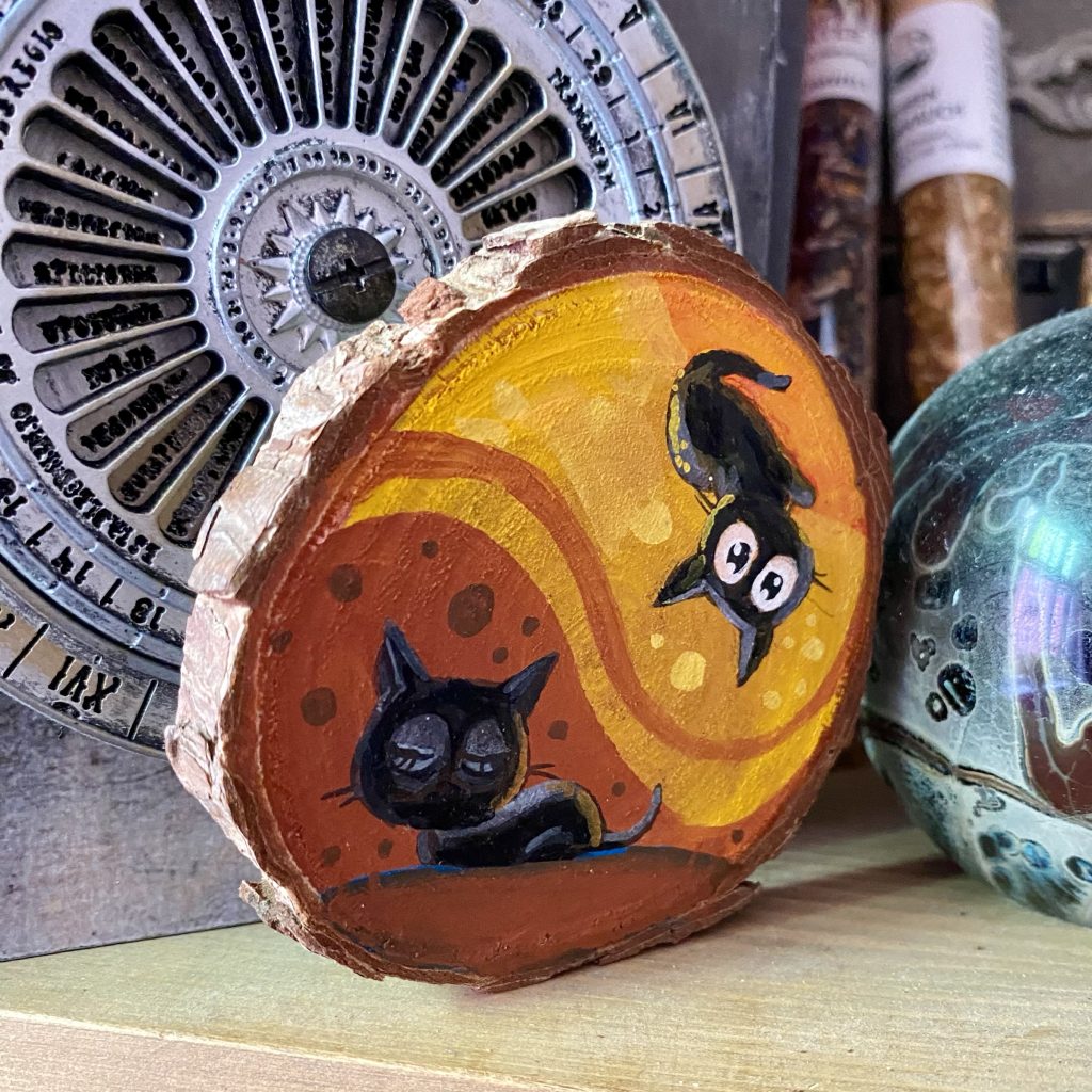 Holzscheibe handbemalt „Ying&Yang”